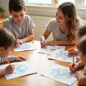 coloring page by family